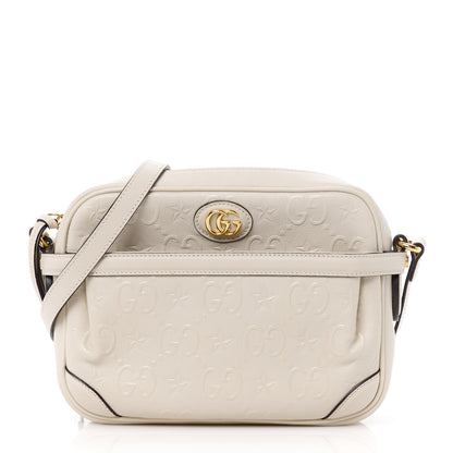 Gucci Wonka Grain Calfskin GG Monogram Star Embossed Small GG Shoulder Bag White 1 of 12