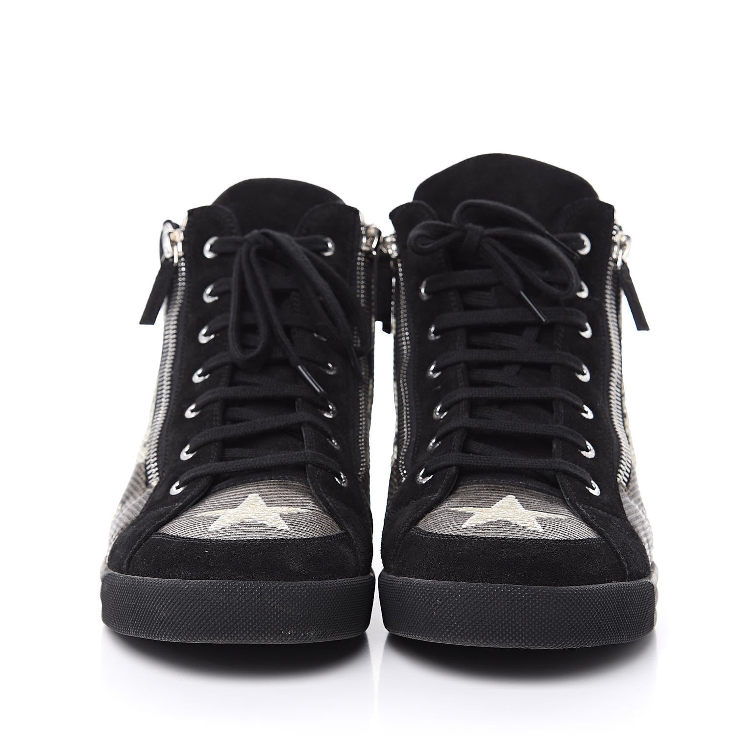 Chanel Suede Mens High Top Sneakers 43 Black Gold 2 of 14
