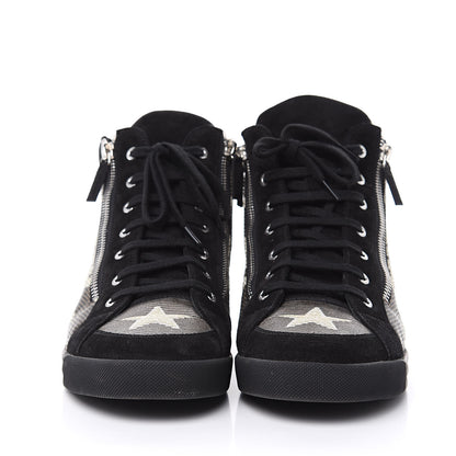 Chanel Suede Mens High Top Sneakers 43 Black Gold 2 of 14