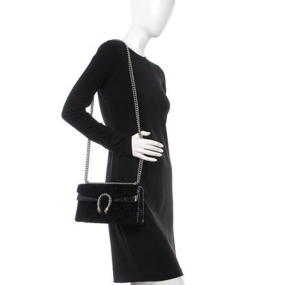 Gucci Velvet Skipper Crystal GG Monogram Small Dionysus Shoulder Bag Black Black Diamond 2 of 7