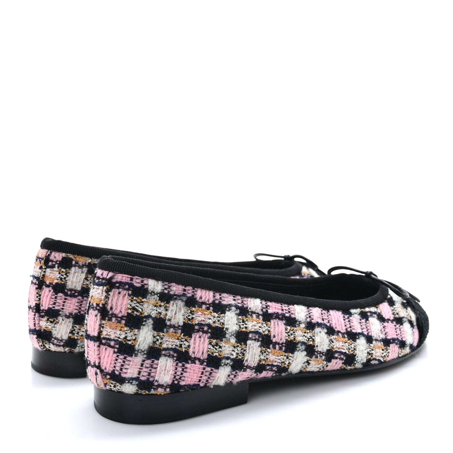 Wool Cotton Tweed Corduroy Cap Toe Ballerina Flats 36 Multicolor Black