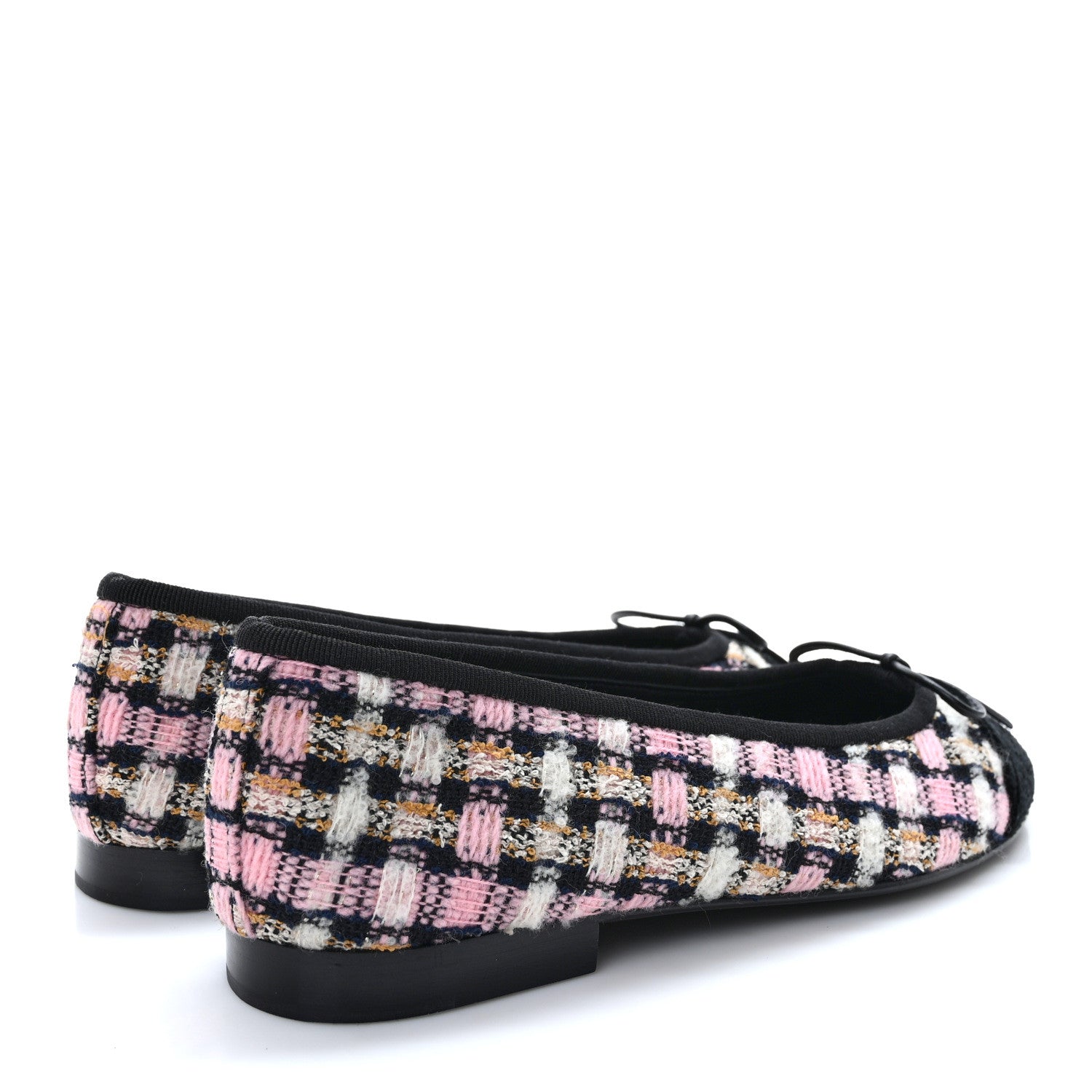 Chanel Wool Cotton Tweed Corduroy Cap Toe Ballerina Flats 36 Multicolor Black 4 of 9