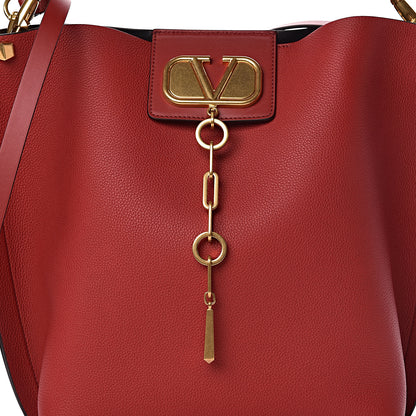 Valentino Garavani Grainy Calfskin VLogo Escape Hobo Bag Rosso Valentino 9 of 11