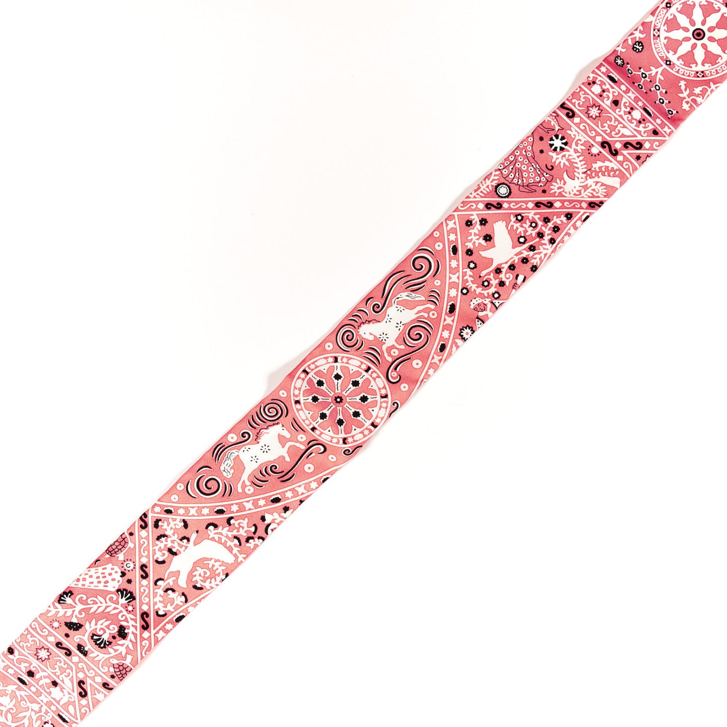Silk Peuple Du Vent Bandana Twilly Rose Malabar Black White