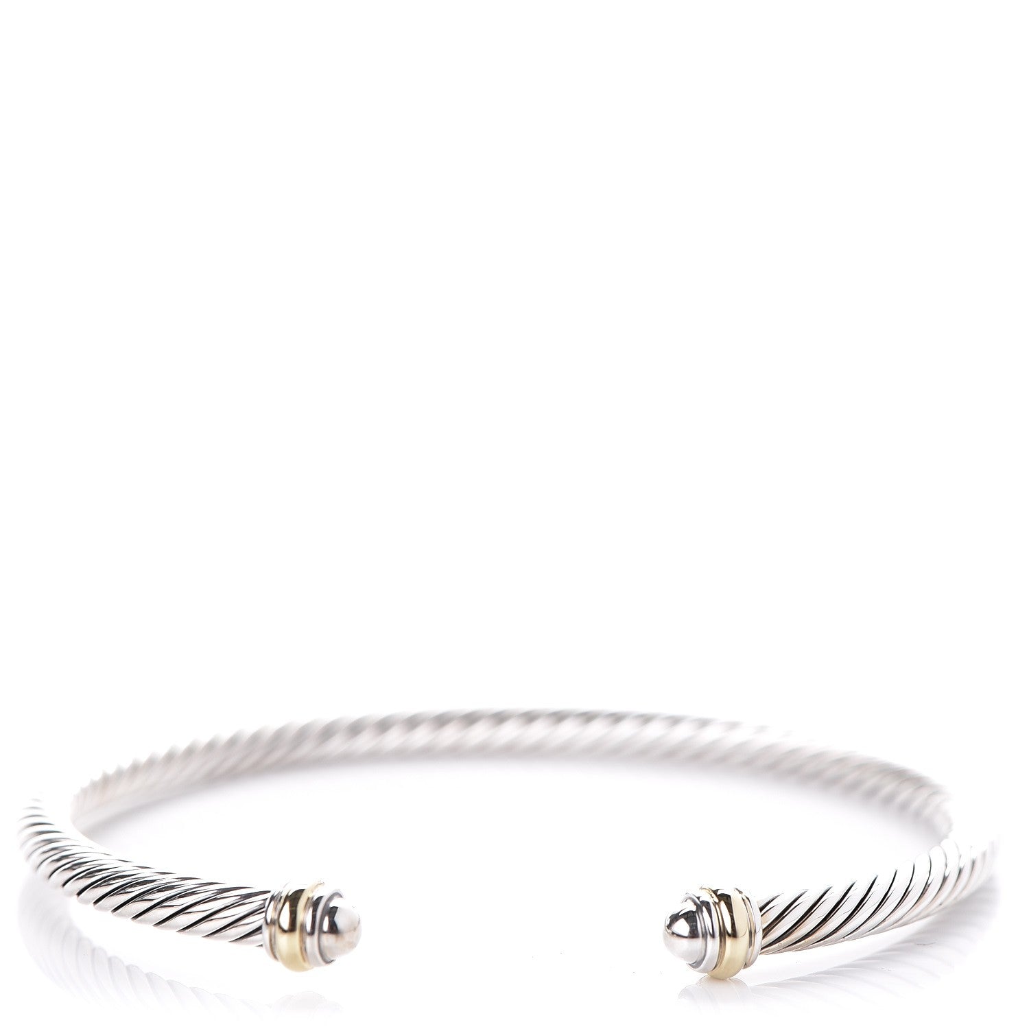 David Yurman Sterling Silver 18K Yellow Gold 4mm Cable Classics Bracelet 1 of 5