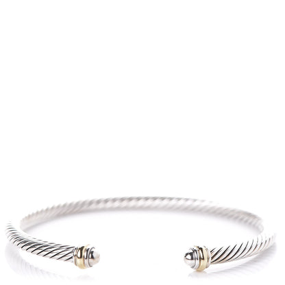 David Yurman Sterling Silver 18K Yellow Gold 4mm Cable Classics Bracelet 1 of 5