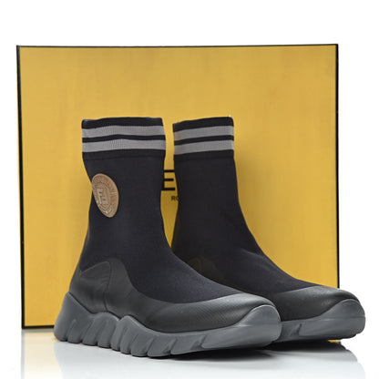 Fendi Jersey Striped Mens High Top Sock Sneakers 9 Black 9 of 9