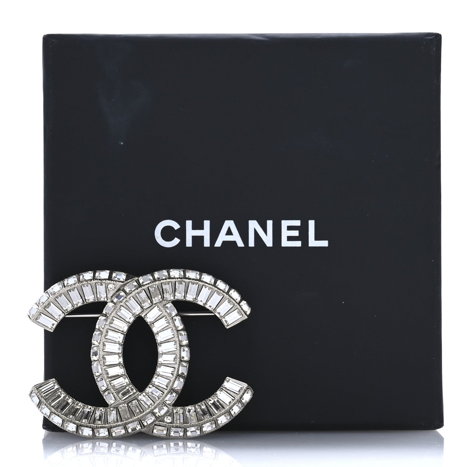 Chanel Baguette Crystal CC Brooch Silver 4 of 4