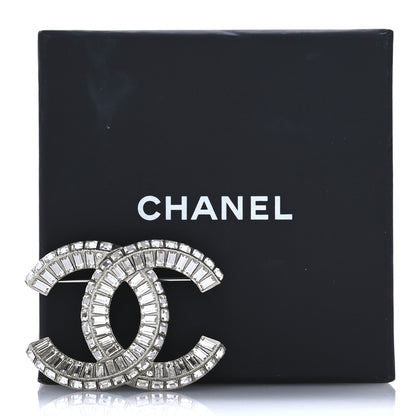 Chanel Baguette Crystal CC Brooch Silver 4 of 4