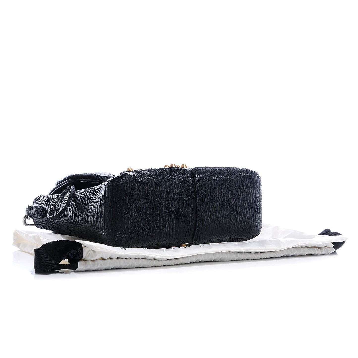 3.1 Calfskin Fur Mini Studded Satchel Black