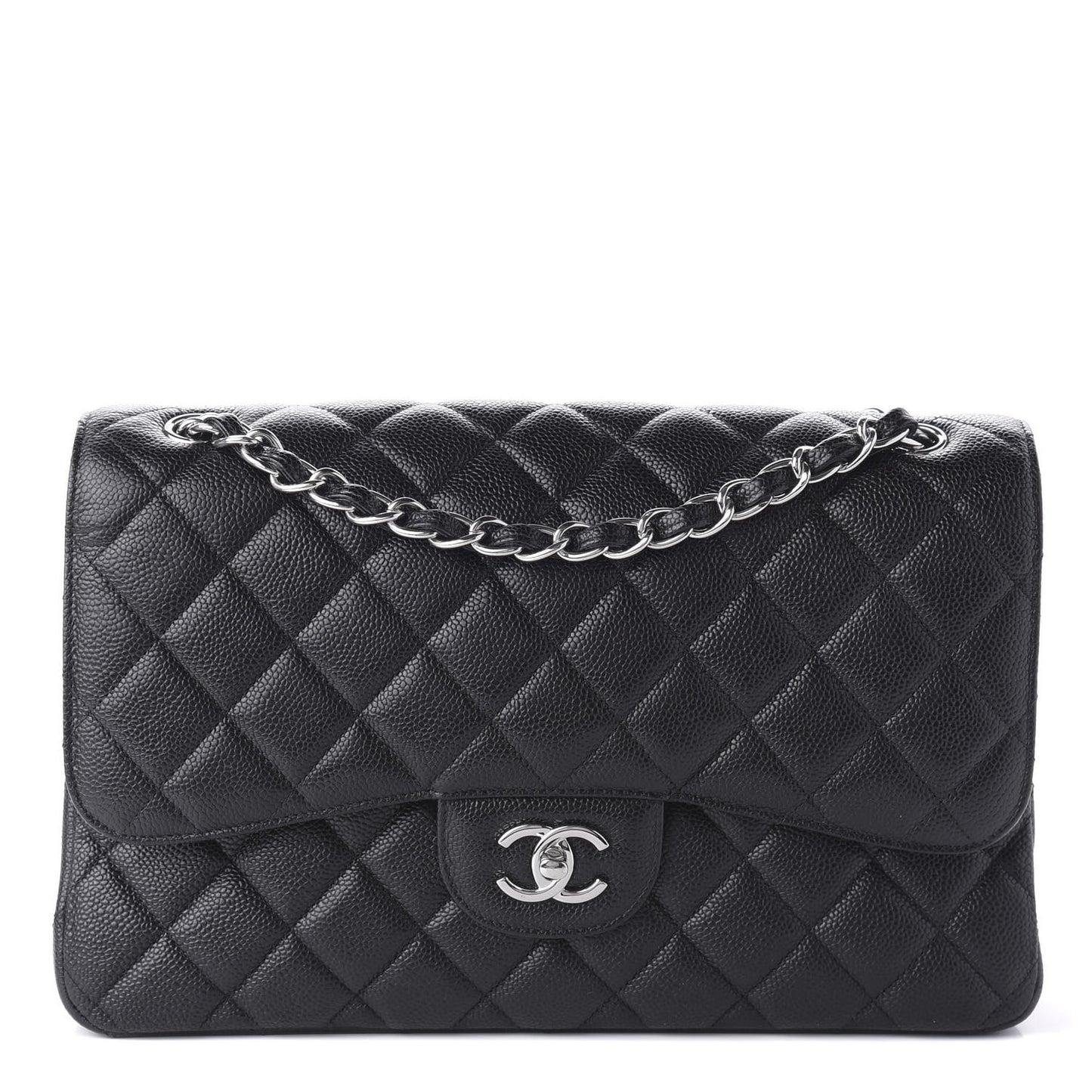Caviar Quilted Jumbo Double Flap Black