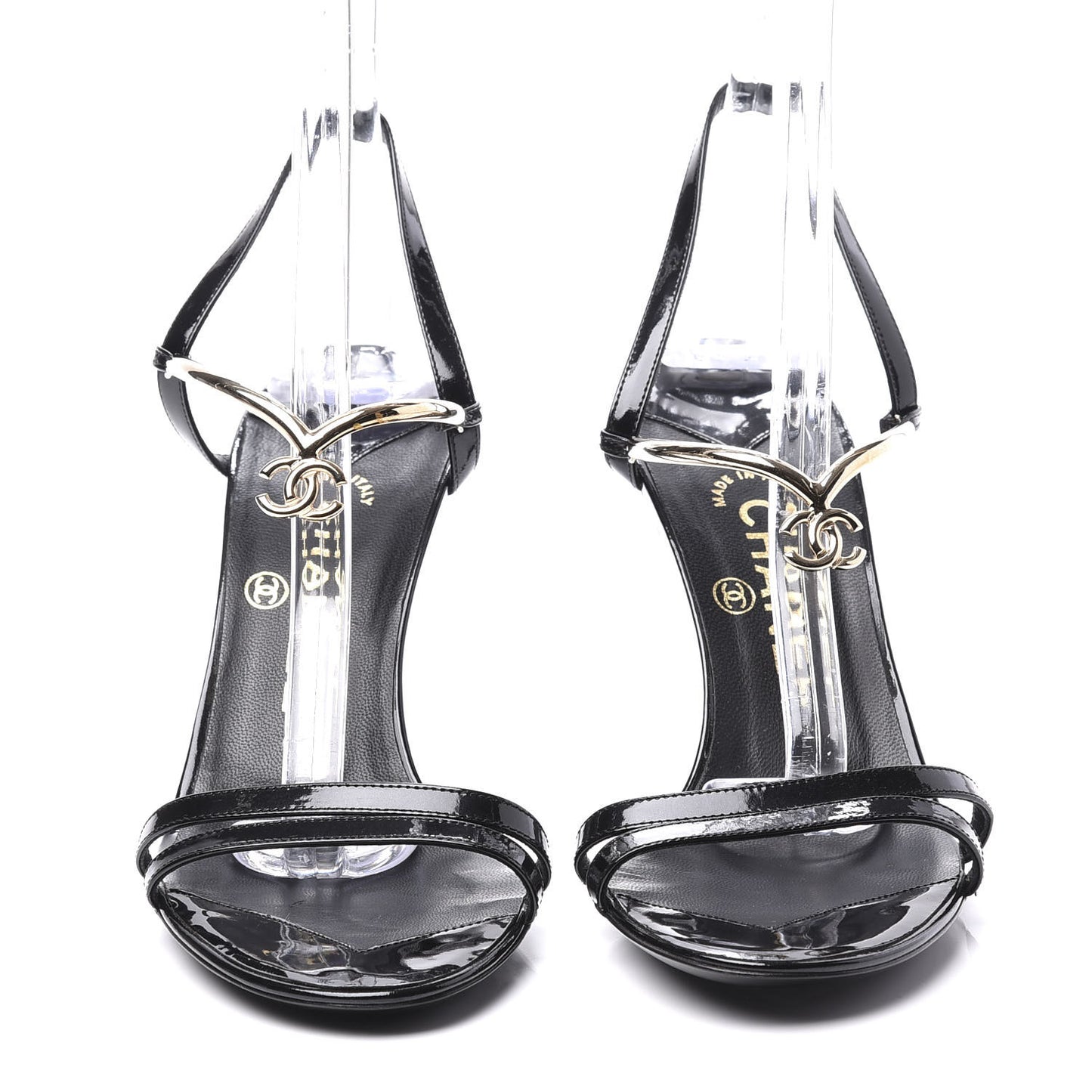 Patent CC Sandals 37 Black Gold