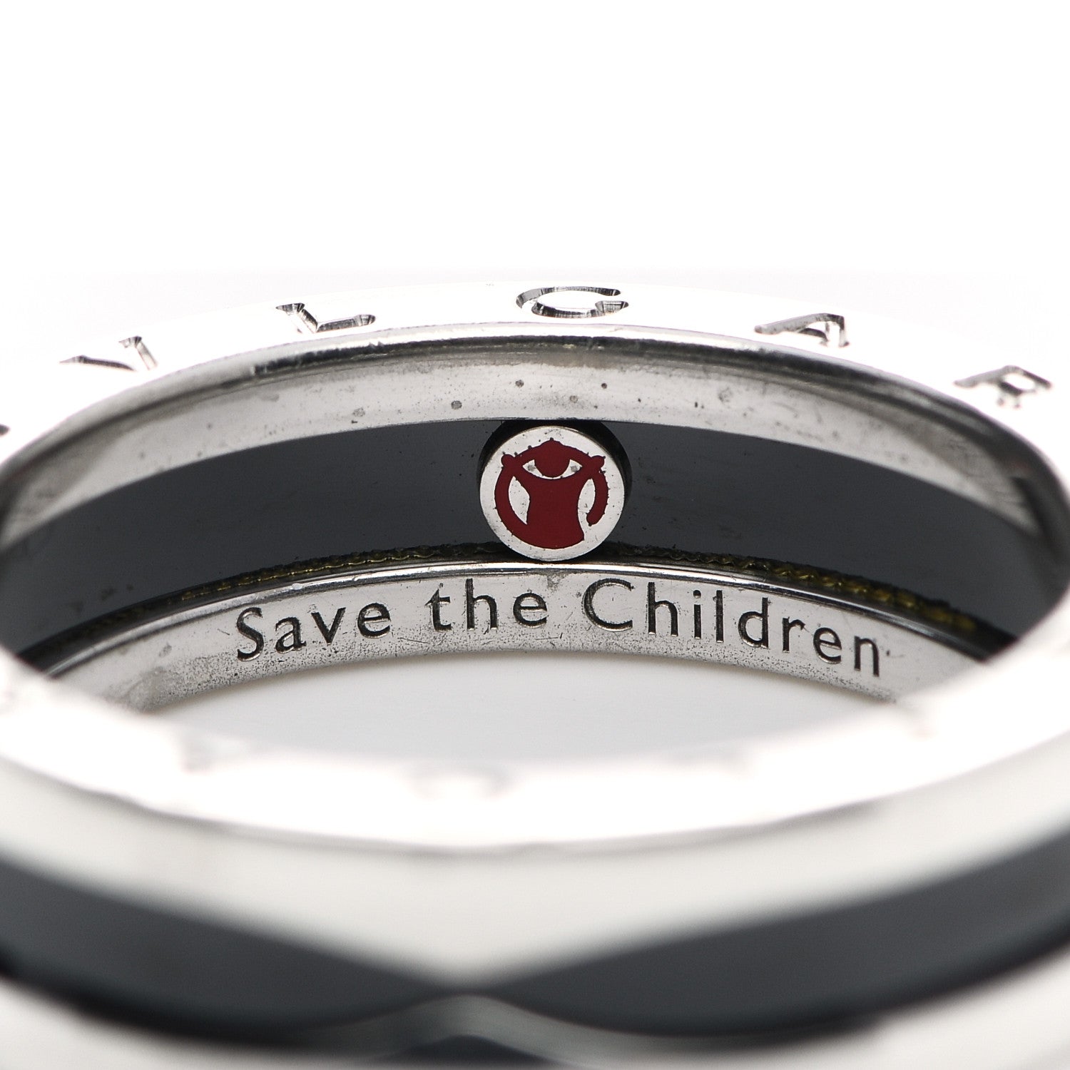 Bulgari Sterling Silver Ceramic Save The Children One-Band Ring 63 10.25 4 of 6