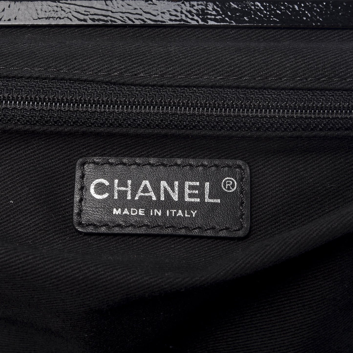 Distressed Patent Quilted Ritz Flap Bag Black