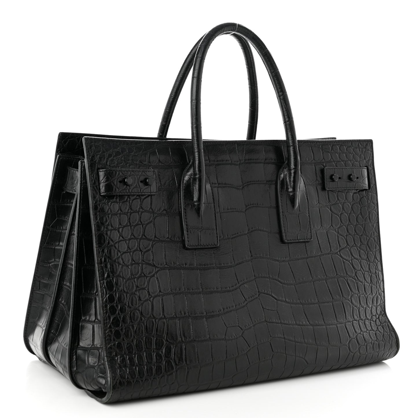 Calfskin Crocodile Embossed Medium Supple Sac de Jour Black
