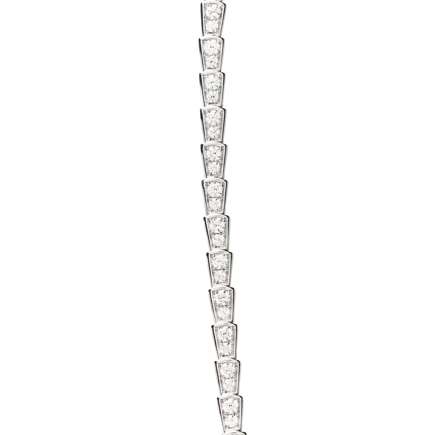 18K White Gold Diamond Serpenti Viper Slim Pave Necklace
