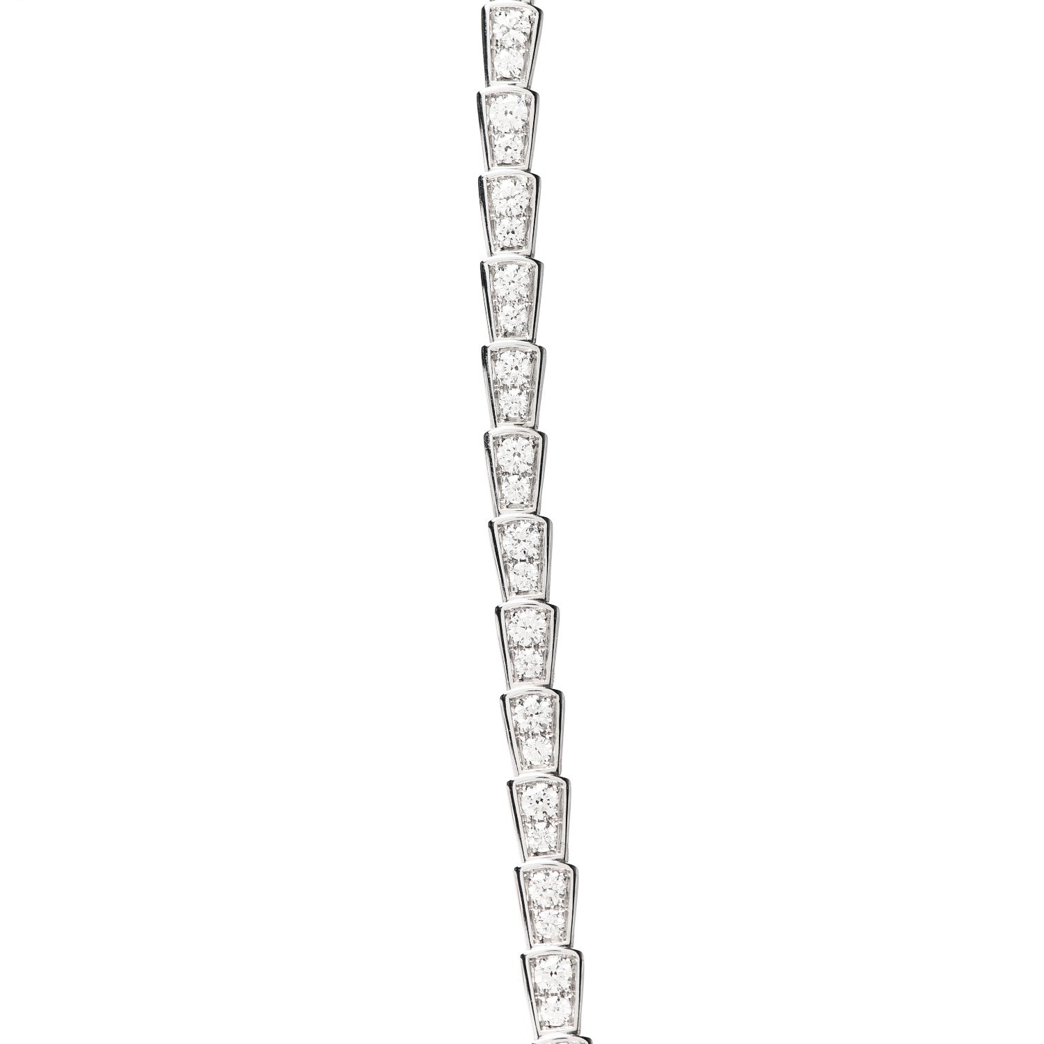 Bulgari 18K White Gold Diamond Serpenti Viper Slim Pave Necklace 5 of 16