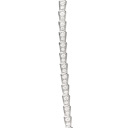 Bulgari 18K White Gold Diamond Serpenti Viper Slim Pave Necklace 5 of 16