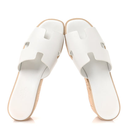 Hermes Calfskin Cork Eze 30 Sandals 40 White 2 of 9