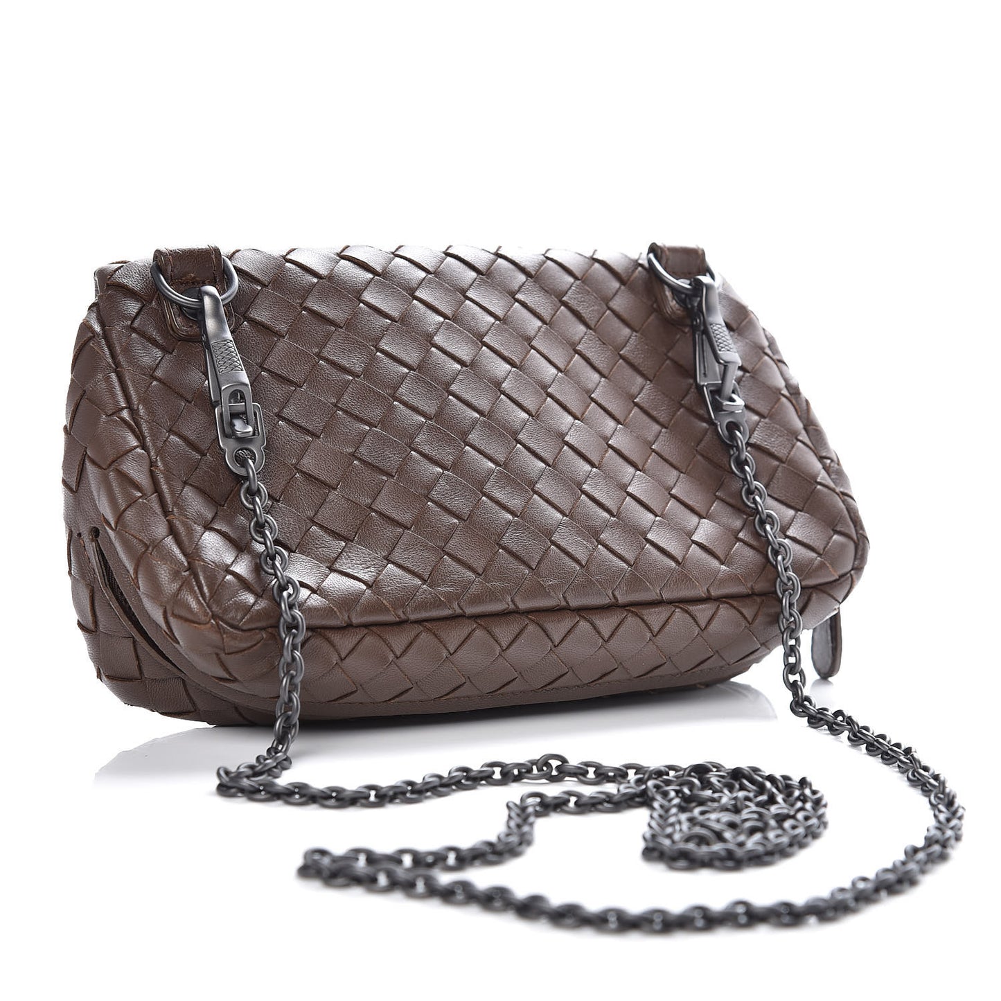 Nappa Intrecciato Small Chain Crossbody Ebano