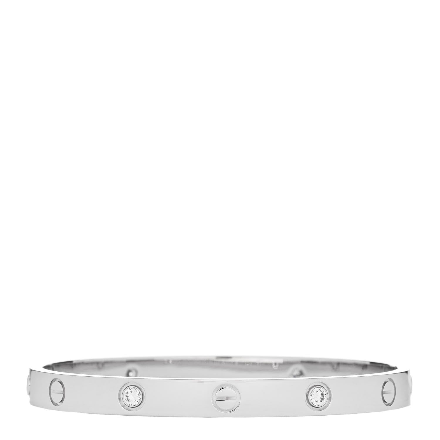 Cartier 18K White Gold 4 Diamond Love Bracelet 17 2 of 7