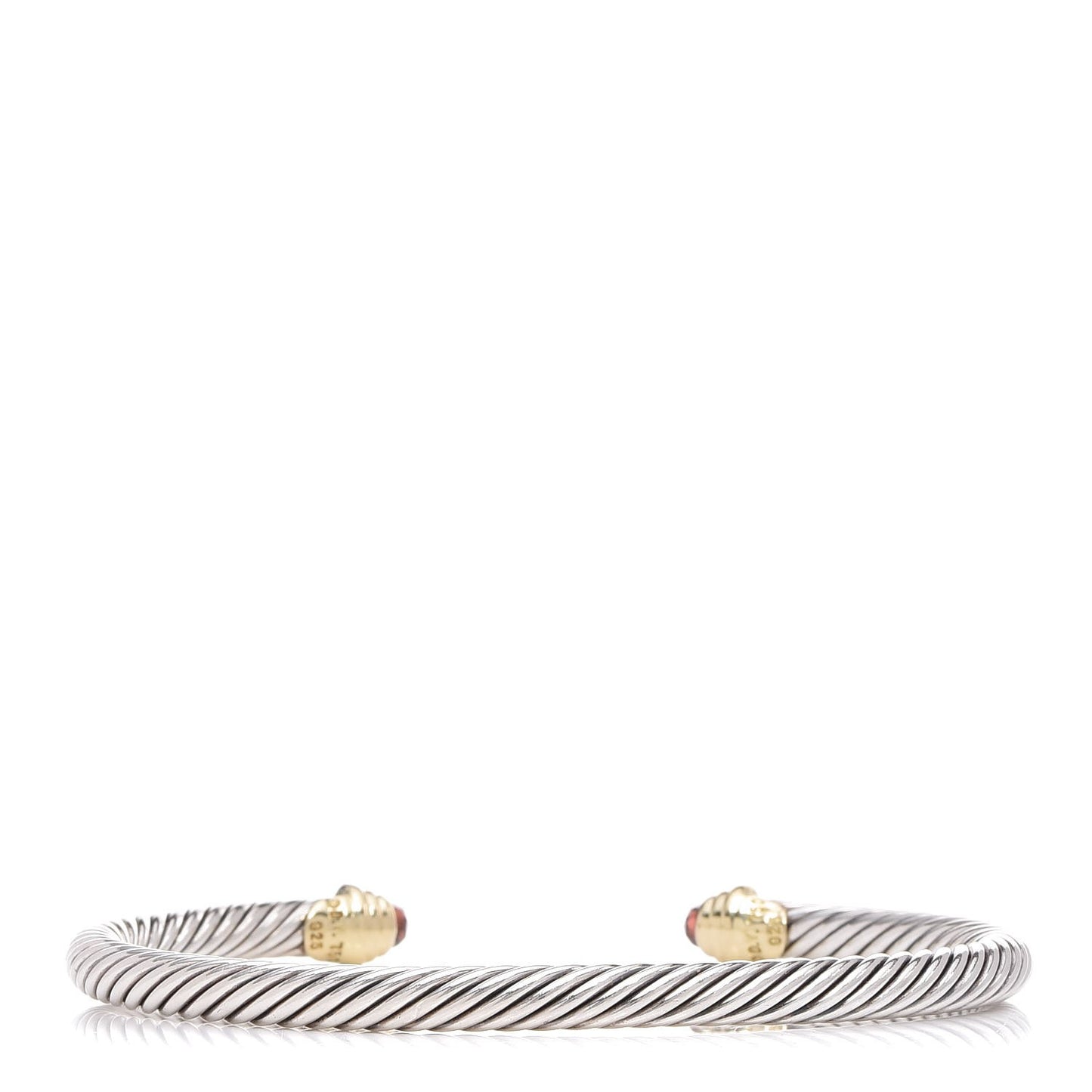Sterling Silver 14K Yellow Gold Garnet 4mm Kids Cable Bracelet