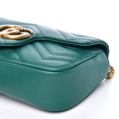Gucci Calfskin Matelasse Super Mini GG Marmont Shoulder Bag Emerald Green 8 of 11