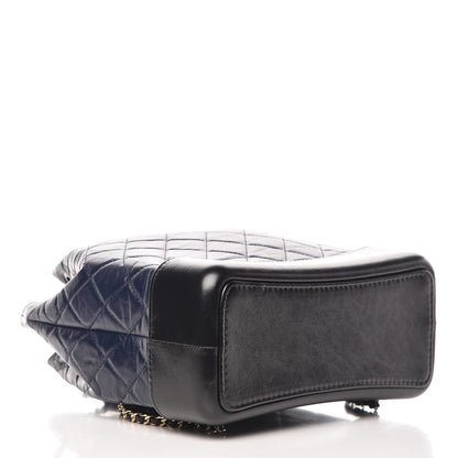 Chanel Aged Calfskin Quilted Gabrielle Backpack Navy Black 4 of 10
