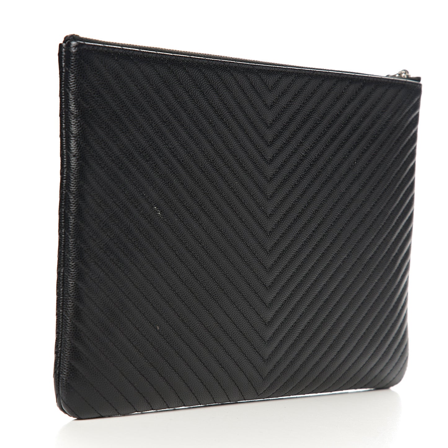 Caviar Chevron Quilted Medium Cosmetic Case Black