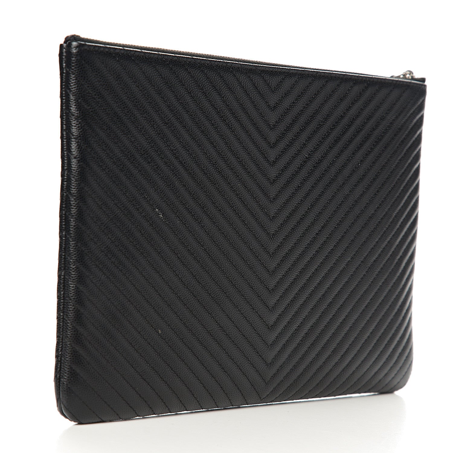 Chanel Caviar Chevron Quilted Medium Cosmetic Case Black 2 of 8