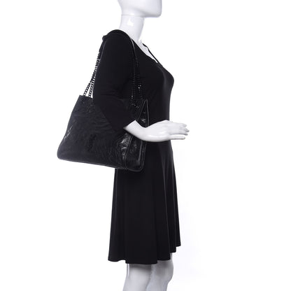 Saint Laurent Crinkled Calfskin Matelasse Monogram Medium Niki Shopper Tote Black 2 of 9