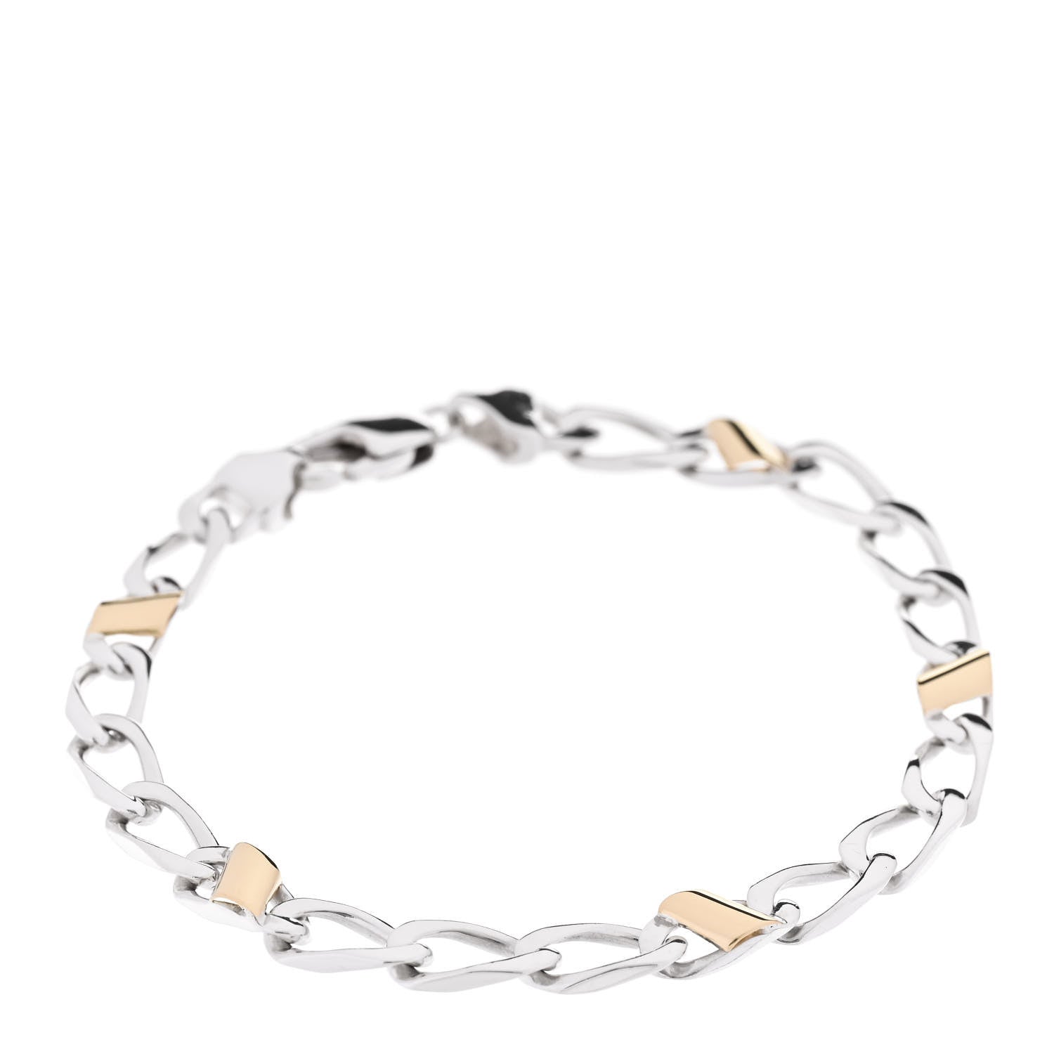 Tiffany Sterling Silver 18k Yellow Gold Curb Link Bracelet 1 of 5
