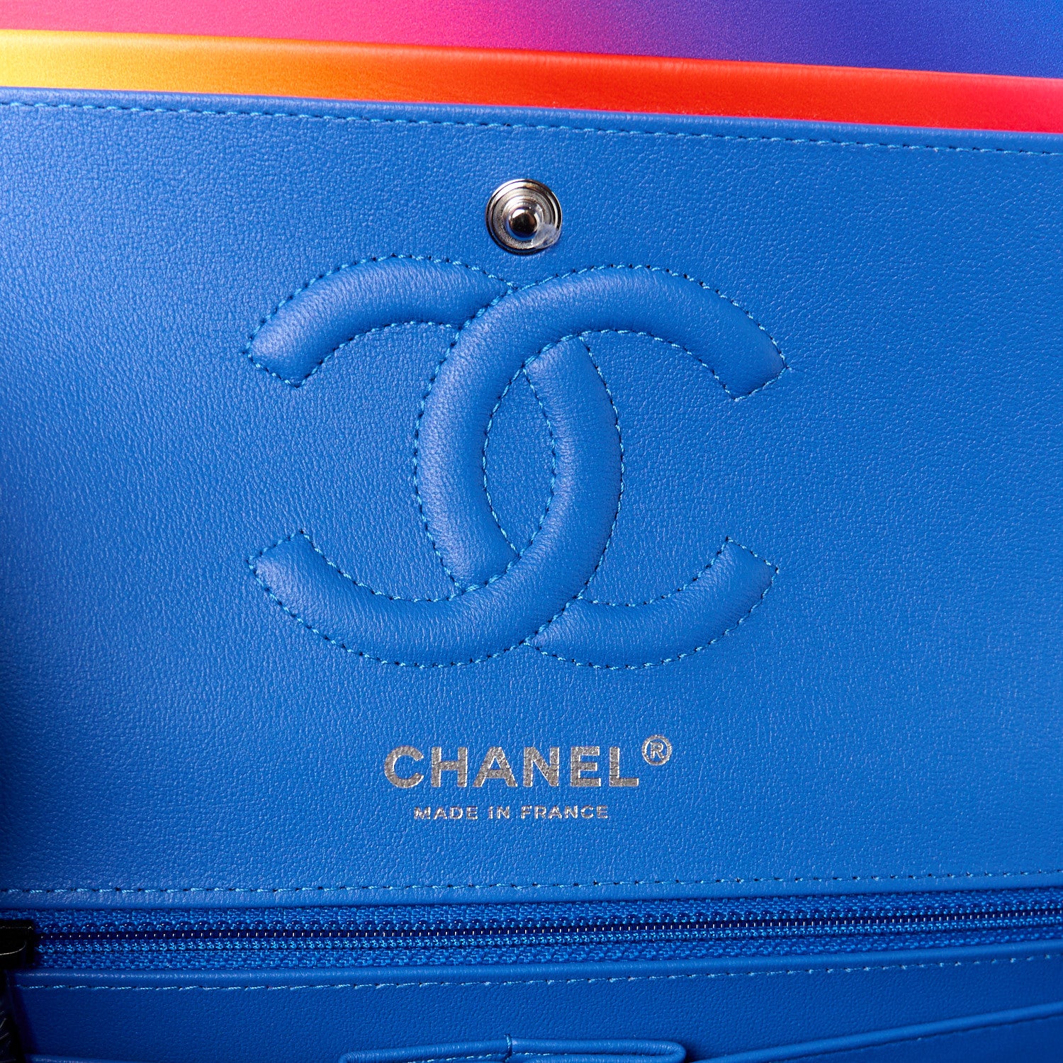 Chanel Calfskin Quilted Medium Rainbow Double Flap Multicolor 6 of 12