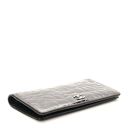 Chanel Patent Camellia Embossed Yen Wallet Black 4 of 10