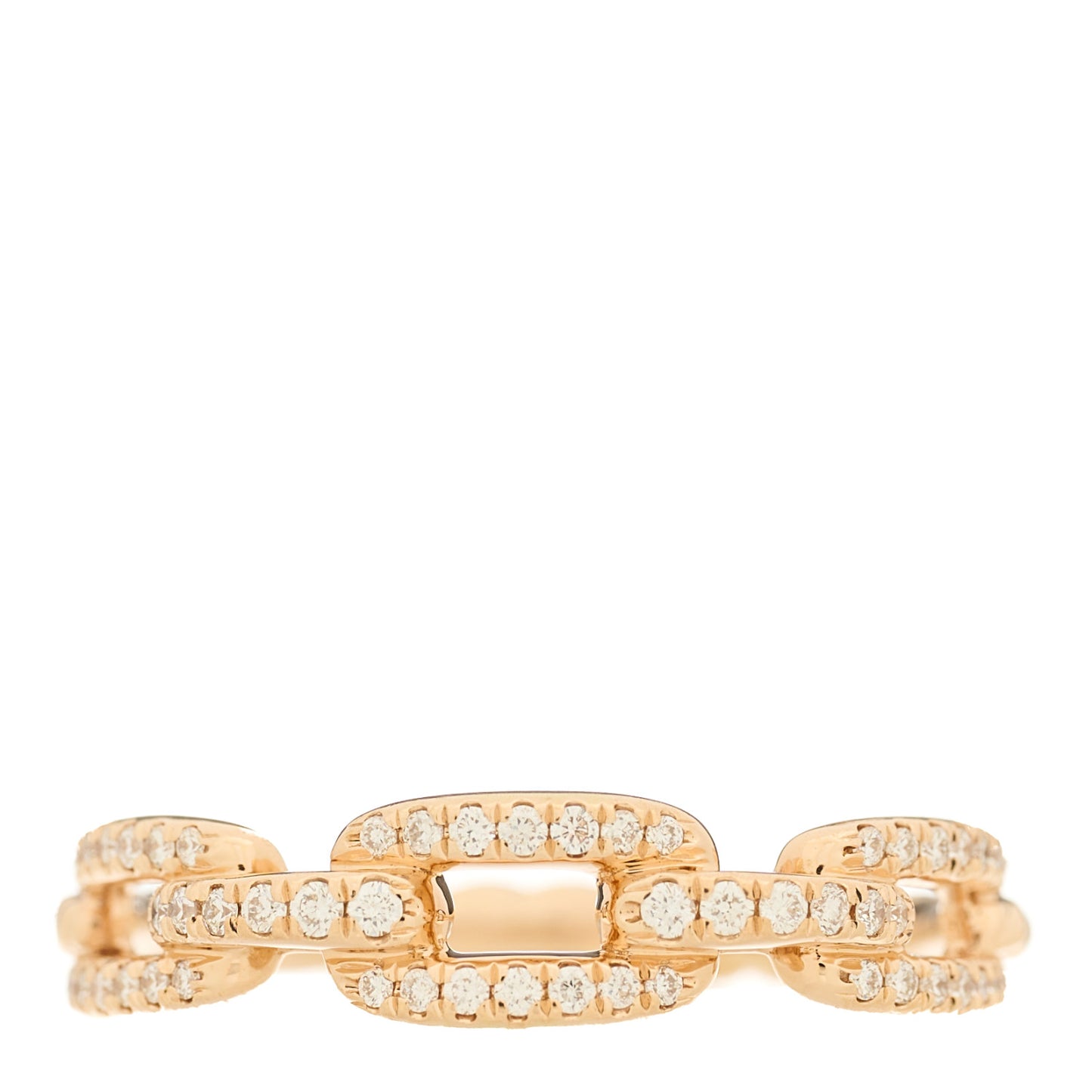 18K Rose Gold Diamond 4.5mm Stax Single Row Chain Link Ring 51 5.75