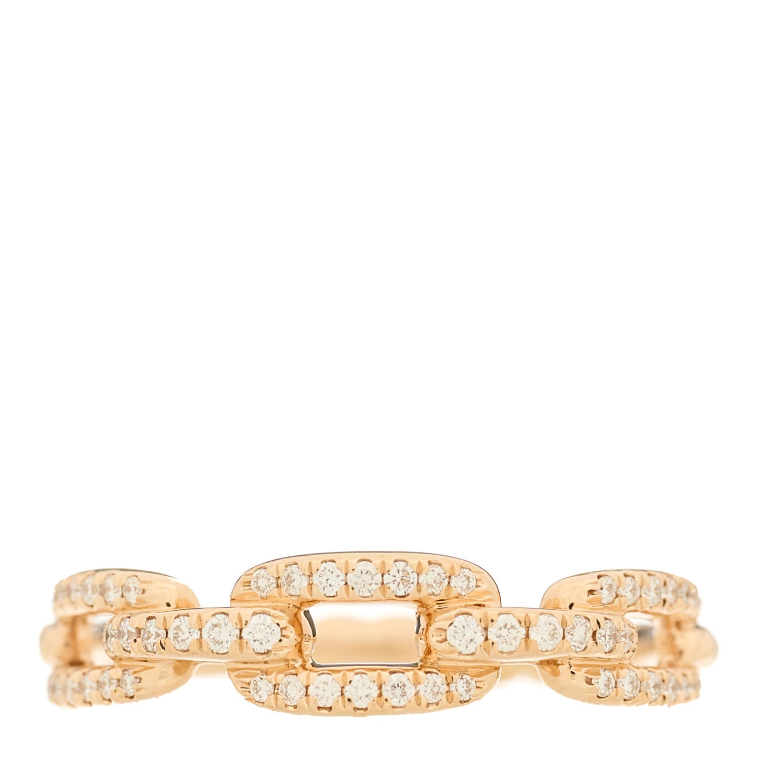 David Yurman 18K Rose Gold Diamond 4.5mm Stax Single Row Chain Link Ring 51 5.75 1 of 5