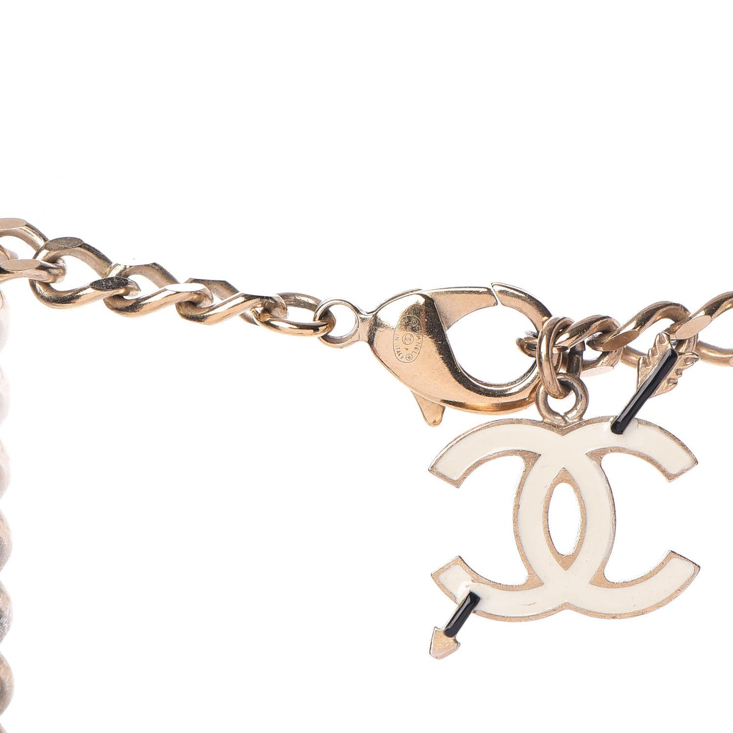 Enamel Charm CC Long Necklace Gold