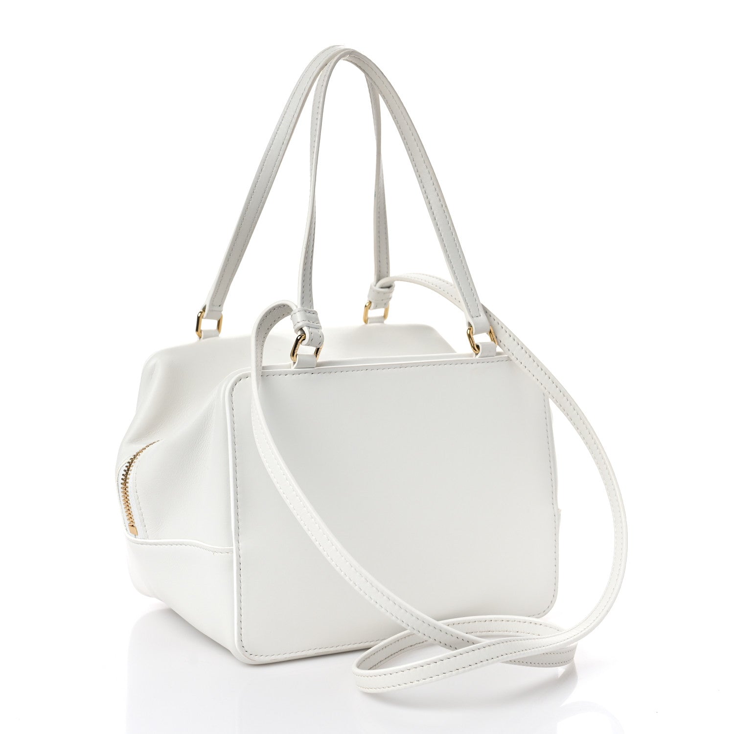 Celine Smooth Calfskin Cuir Triomphe Folded Cube Bag Arctic White 3 of 8