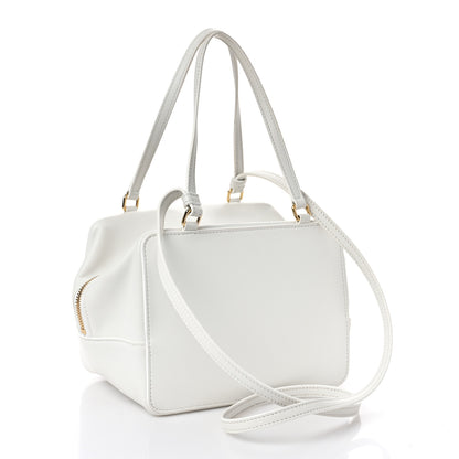 Celine Smooth Calfskin Cuir Triomphe Folded Cube Bag Arctic White 3 of 8