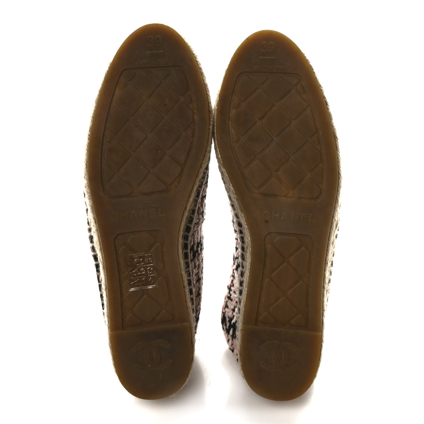 Tweed Lambskin CC Espadrilles 39 Pink Black