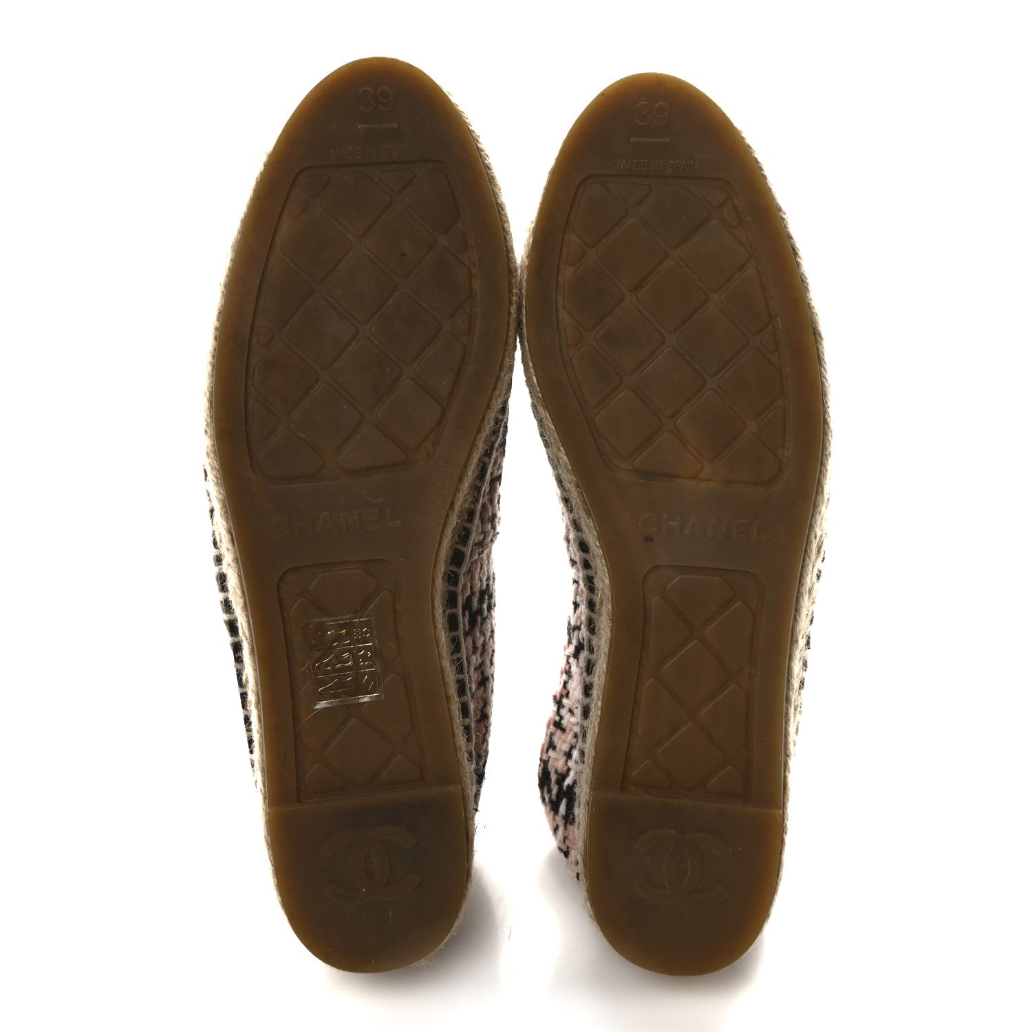 Chanel Tweed Lambskin CC Espadrilles 39 Pink Black 6 of 8