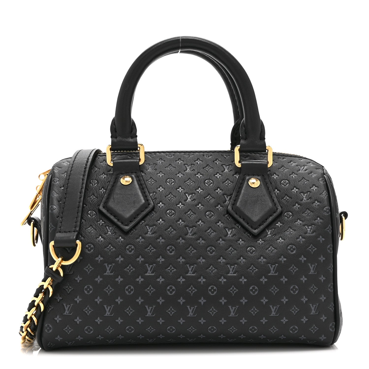 Louis Vuitton Calfskin Nanogram Embossed Speedy 20 Black 1 of 9