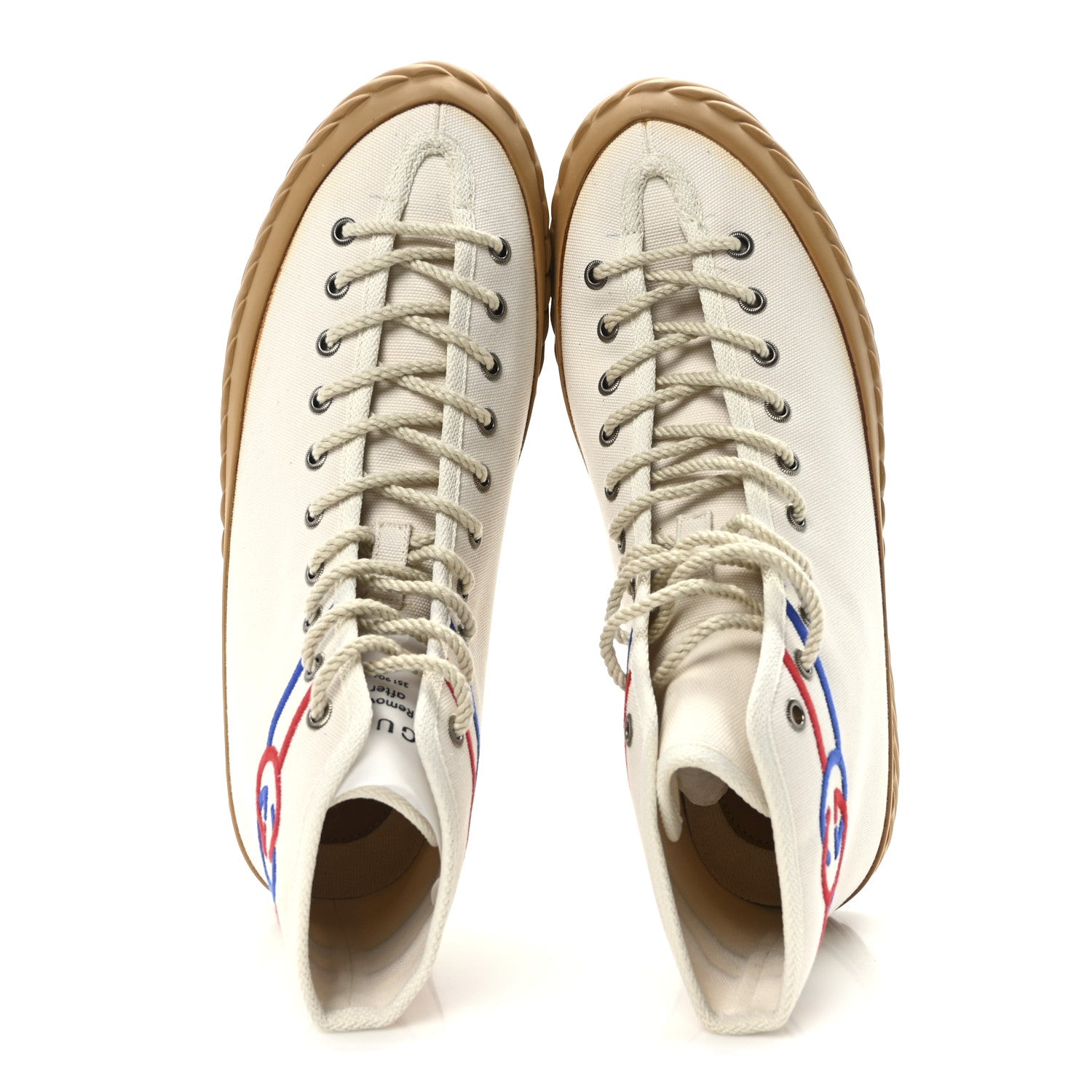 Gucci Canvas Interlocking G Mens High Top Sneakers 8.5 Mystic White 2 of 9