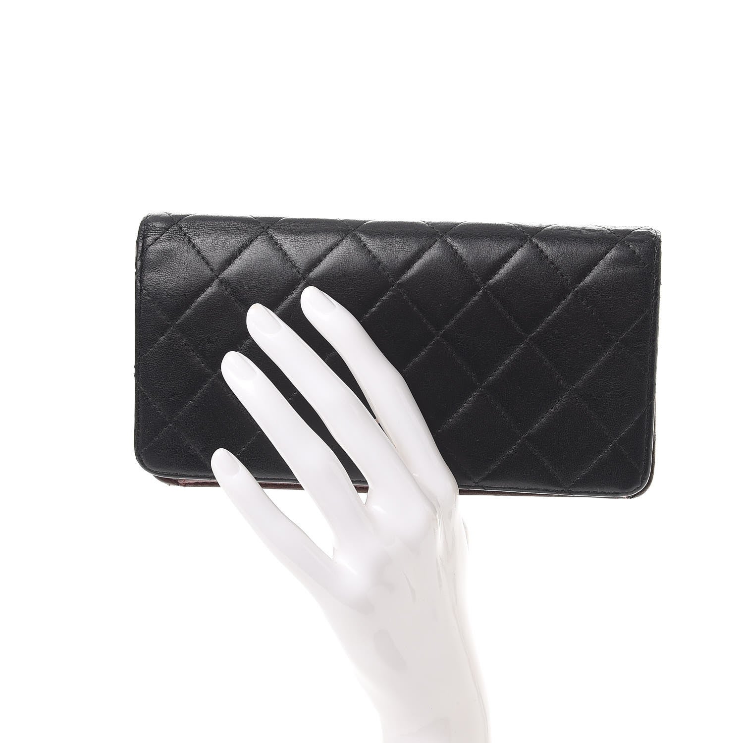 Chanel Lambskin Quilted Yen Wallet Black 2 of 12
