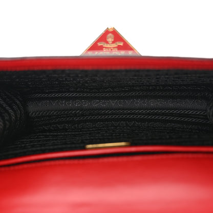 Prada Saffiano Bandoliera Flip Lock Chain Crossbody Bag Fuoco 5 of 14