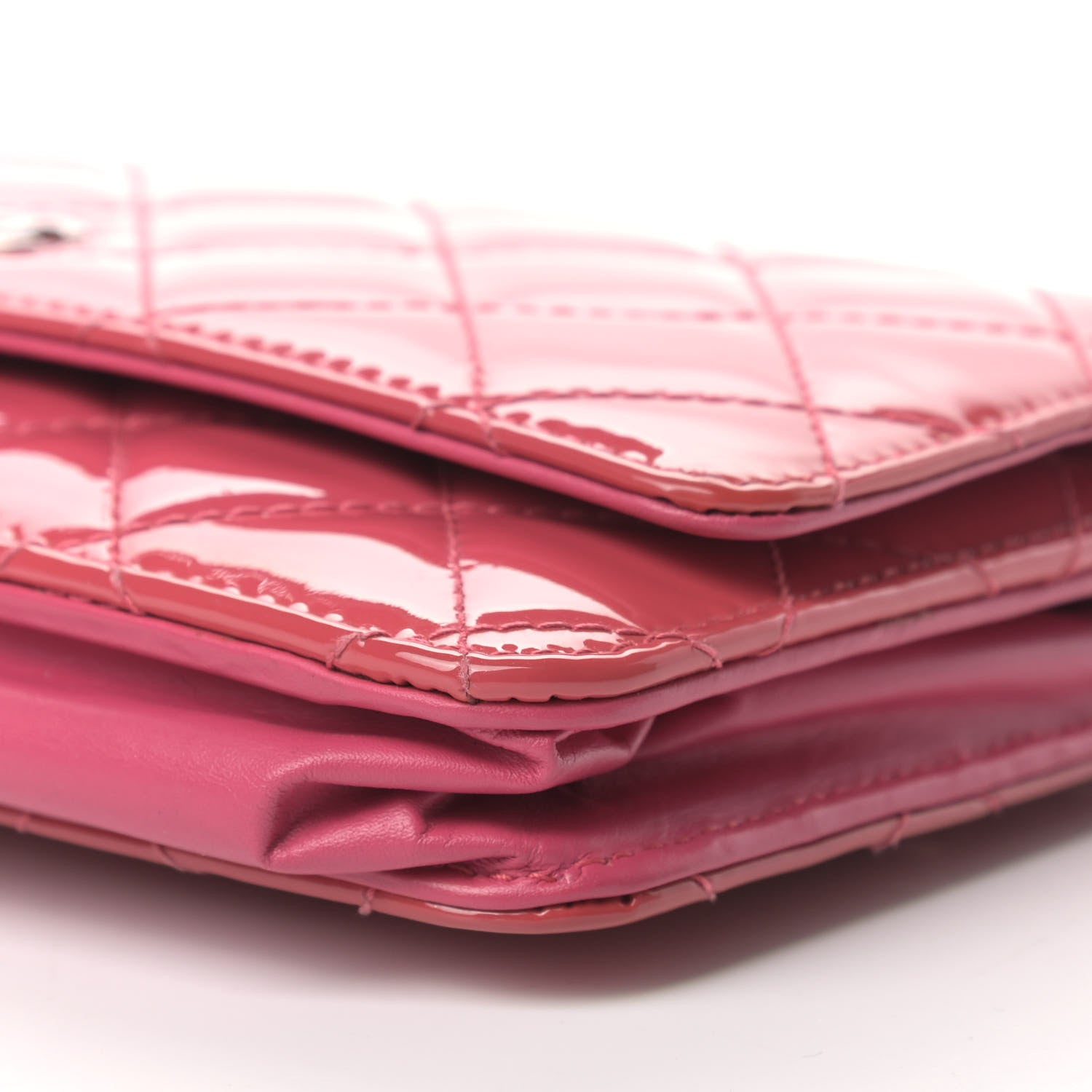 Chanel Patent Calfskin Quilted Wallet On Chain WOC Pink 10 of 11