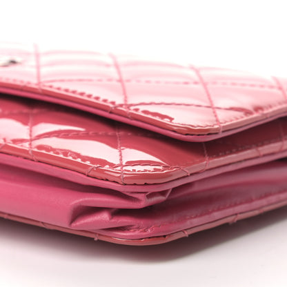 Chanel Patent Calfskin Quilted Wallet On Chain WOC Pink 10 of 11