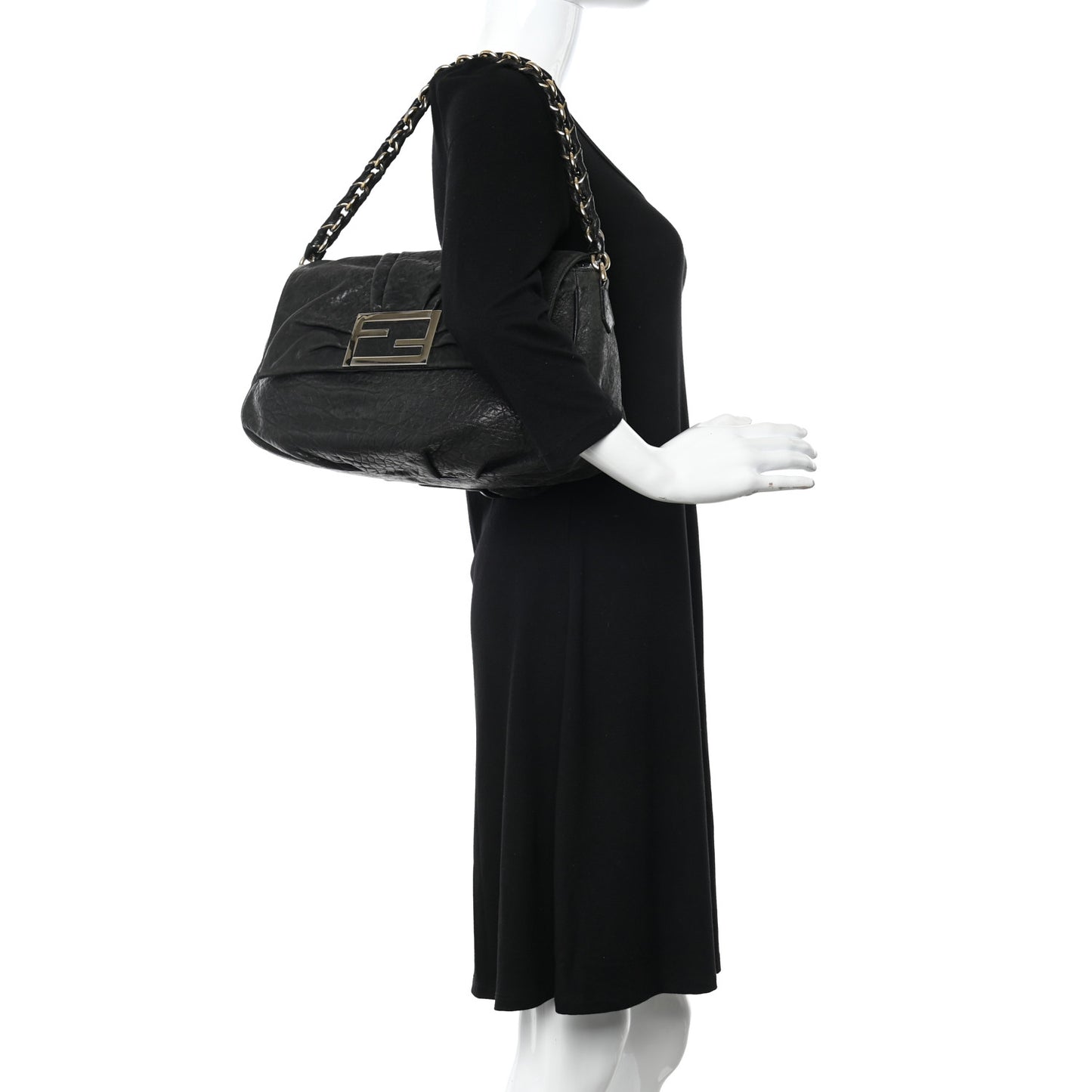 Crinkled Lambskin Mia Shoulder Flap Black