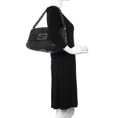 Fendi Crinkled Lambskin Mia Shoulder Flap Black 2 of 17