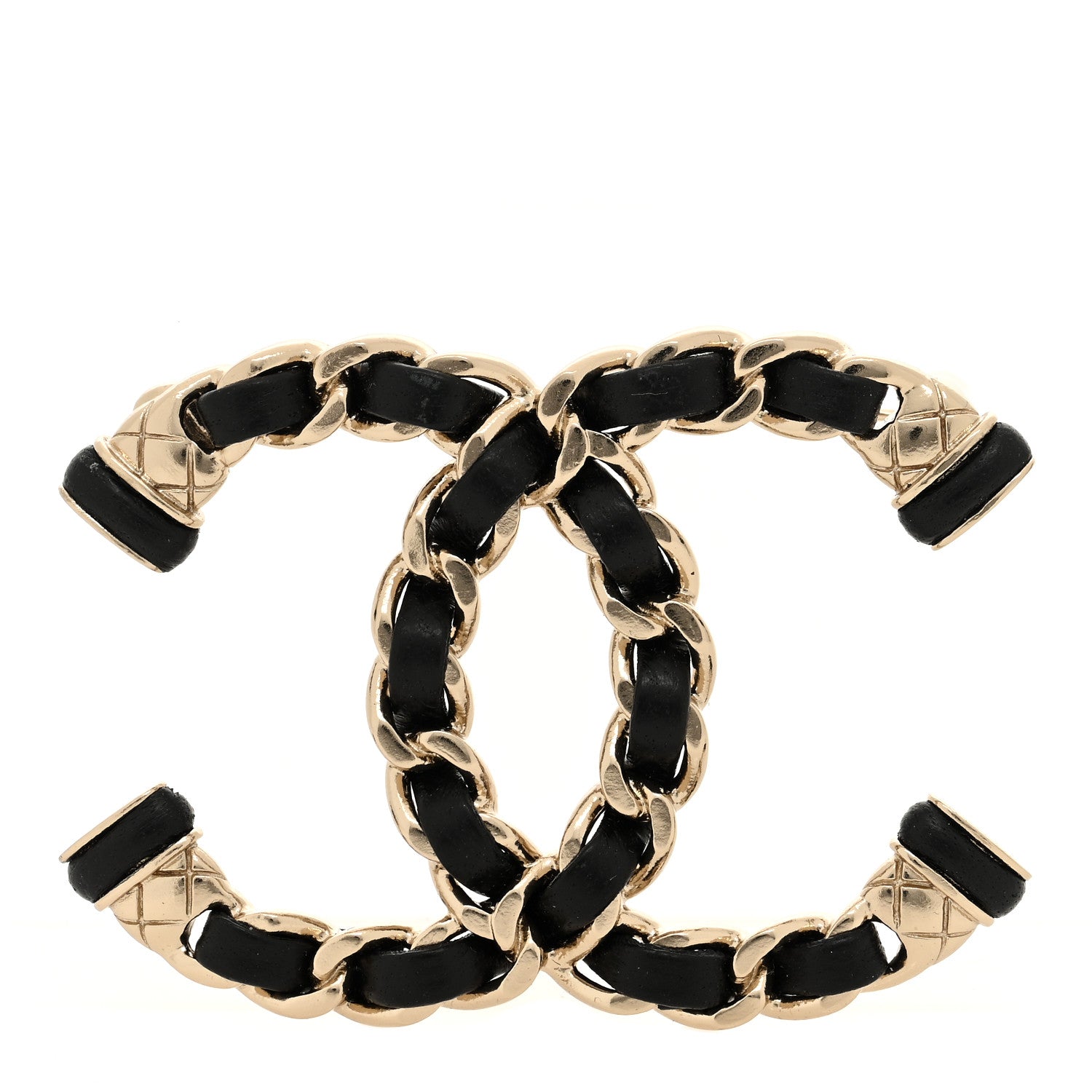 Chanel Lambskin Chain CC Brooch Black Gold 1 of 4